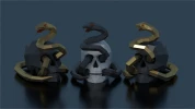 Papercraft 3D skull with snake template for halloween decor, digital papercraft PDF template, low poly paper decor, DIY halloween decor