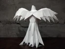 Papercraft halloween Ghost with wings, low poly winged angel template, halloween decor, DIY template, PDF download, pepakura ghost template