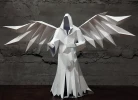 Papercraft halloween Ghost with wings, low poly winged angel template, halloween decor, DIY template, PDF download, pepakura ghost template