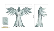 Papercraft halloween Ghost with wings, low poly winged angel template, halloween decor, DIY template, PDF download, pepakura ghost template
