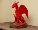 Papercraft Dragon on a rock, DIY paper craft dragon template, 3D papercraft dragon PDF pattern, low poly paper model sculpture dragon kit