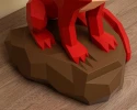 Papercraft Dragon on a rock, DIY paper craft dragon template, 3D papercraft dragon PDF pattern, low poly paper model sculpture dragon kit