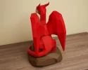 Papercraft Dragon on a rock, DIY paper craft dragon template, 3D papercraft dragon PDF pattern, low poly paper model sculpture dragon kit