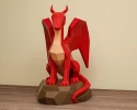 Papercraft Dragon on a rock, DIY paper craft dragon template, 3D papercraft dragon PDF pattern, low poly paper model sculpture dragon kit