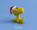 Snoopy Christmas, Snoopy Navidad, DIY, Papercraft, pdf, svg, dxf, Low Poly, 3D model, Craft, Cricut, maker, Merry Christmas, December, New Year, Low Poly