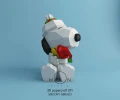 Snoopy hug, DIY, Papercraft, pdf, Low Poly, 3D model, Craft, Merry Christmas, December, New Year