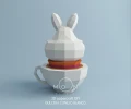 Sweet White Rabbit, DIY, Papercraft, PDF, Low Poly, Paper, Sweets, Candy, Wonderland, Moon Studio