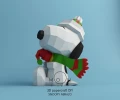 Snoopy hug, DIY, Papercraft, pdf, Low Poly, 3D model, Craft, Merry Christmas, December, New Year