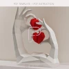 Heart Hands Papercraft, Low Poly Printable Template, DIY Low Poly, Hand Statue Art, 3D Papercraft Project, Low Poly Model, DIY Paper Heart