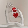 Heart Hands Papercraft, Low Poly Printable Template, DIY Low Poly, Hand Statue Art, 3D Papercraft Project, Low Poly Model, DIY Paper Heart