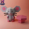 Chef Mouse Papercraft – 3D Low Poly Mouse with Chef Hat, DIY Paper Model, PDF Template, Kitchen Decor, Kids Craft, Paper Sculpture