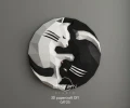 Yin Yang Cats, DIY, Papercraft, pdf, Low Poly, 3D model, Craft, maker, Moon Studio, Room Decor, Wall Decor