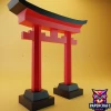 Japanese Torii Gate Papercraft – 3D Low Poly Shrine Template, DIY Paper Model, PDF Template, Decor, Kids Craft, Paper Sculpture