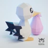 BABYSHOWER STORK, Papercraft, Template, DIY, Paper, Low Poly, Cute, Kawaii, 3D Model, Pdf Low Poly, Kids Toy