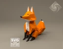 Digital templates in PDF for paper low-poly sculpture Fox sitting