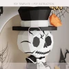 3D Skeleton on Pumpkin Papercraft Template – Jack-o’-Lantern Low Poly Paper Model, DIY Halloween PDF