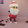 Santa Ice Skating Papercraft – 3D Low Poly Christmas Decor Template, DIY Paper Model, PDF Template, Decor, Kids Craft, Paper Sculpture