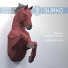 Rearing Horse Head Papercraft, Digital Template, PDF Download, Gurko, 3D Low Poly, Pepakura, DIY Origami Sculpture, Paper Decor, Gift