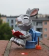 Rabbit on Pause, Conejo en pausa, DIY, Papercraft, pdf, Low Poly, 3D model, Craft, gift idea, bunny, Moon Studio