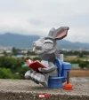Rabbit on Pause, Conejo en pausa, DIY, Papercraft, pdf, Low Poly, 3D model, Craft, gift idea, bunny, Moon Studio