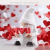 Valentine's Gnome Treat Candy Box Papercraft Template | Low Poly 3D Gift Box PDF | DIY Instant Download!