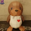 Walrus Seal Valentine Papercraft – 3D Low Poly Seal , DIY Paper Model, PDF Template, Decor, Kids Craft, Paper Sculpture