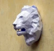 Lion Sculpture Papercraft, DIY, Low-poly Papercraft