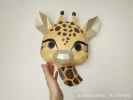 Low Poly Cute Giraffe Wall Trophy PDF Template - 4/6 Colors Spotted Design - DIY Geometric Animal Decor
