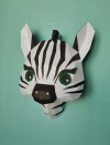 Cute Zebra Papercraft PDF Template - Low Poly 3D Animal Wall Trophy - Safari Nursery Decor