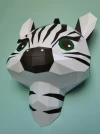 Cute Zebra Papercraft PDF Template - Low Poly 3D Animal Wall Trophy - Safari Nursery Decor