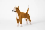 Bull Terrier Polygonal Sculpture, Low Poly Animal. PDF Template