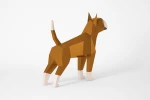 Bull Terrier Polygonal Sculpture, Low Poly Animal. PDF Template