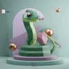 Valentine Snake Papercraft 3D Sculpture: Lowpoly Model (PDF)
