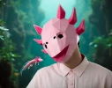 Axolotl Mask | DIY Paper Mask, Printable Template, Papercraft, 3D Mask, Polygon, Low Poly, Geometric, Costume, Pattern, PDF Download