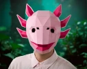 Axolotl Mask | DIY Paper Mask, Printable Template, Papercraft, 3D Mask, Polygon, Low Poly, Geometric, Costume, Pattern, PDF Download