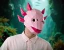 Axolotl Mask | DIY Paper Mask, Printable Template, Papercraft, 3D Mask, Polygon, Low Poly, Geometric, Costume, Pattern, PDF Download