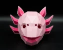 Axolotl Mask | DIY Paper Mask, Printable Template, Papercraft, 3D Mask, Polygon, Low Poly, Geometric, Costume, Pattern, PDF Download