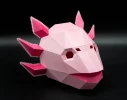 Axolotl Mask | DIY Paper Mask, Printable Template, Papercraft, 3D Mask, Polygon, Low Poly, Geometric, Costume, Pattern, PDF Download