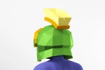 Martian Alien Mask in cartoon style PDF Template, Paper Mask Low Poly