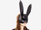 Bunny Half Mask, Halloween Mask, Black Rabbit Mask, DIY Printable Animal Mask, Instant Pdf Download, Low Poly Masks, Bunny Mask Template