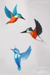 Kingfisher Papercraft: Low Poly Bird Decor (PDF Pattern)
