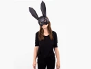 Bunny Half Mask, Halloween Mask, Black Rabbit Mask, DIY Printable Animal Mask, Instant Pdf Download, Low Poly Masks, Bunny Mask Template