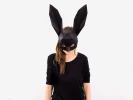 Bunny Half Mask, Halloween Mask, Black Rabbit Mask, DIY Printable Animal Mask, Instant Pdf Download, Low Poly Masks, Bunny Mask Template