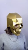 Skull Mask DIY, Papercraft Printable Template to create a DIY Low poly 3D accessory for a Halloween Skeleton costume, Skull Helmet