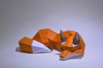 Fox Sleep Paper Craft, paper model, 3d paper craft, paper sculpture PDF template, low poly animals papercraft, home decor pepakura kit