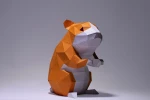 Hamsters Paper Craft, Digital Template, Origami, PDF Download DIY, Low Poly, Trophy, Sculpture, Hamsters Model
