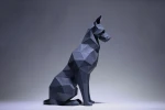 Doberman Sit Papercraft, Dog low poly, papercraft, papercraft 3d, PDF, DIY, gift, low poly papercraft, papercraft pdf, diy papercraft