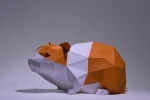 Hamsters Paper Craft, Digital Template, Origami, PDF Download DIY, Low Poly, Trophy, Sculpture, Hamsters Model