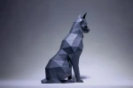 Doberman Sit Papercraft, Dog low poly, papercraft, papercraft 3d, PDF, DIY, gift, low poly papercraft, papercraft pdf, diy papercraft