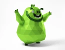 King Pig Angry Birds A4 PDF Template, 3D Paper Art, Low poly, Polygonal Paper Craft